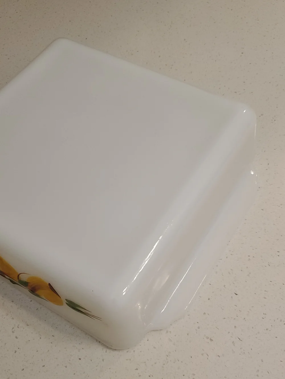 Fire King #452 Square 8” Milk Glass   Hand-Painted Fruit Harvest Gay Fad Studios